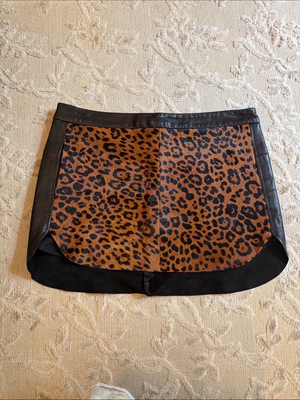 Mason Black Mini Skirt with Leather Trim